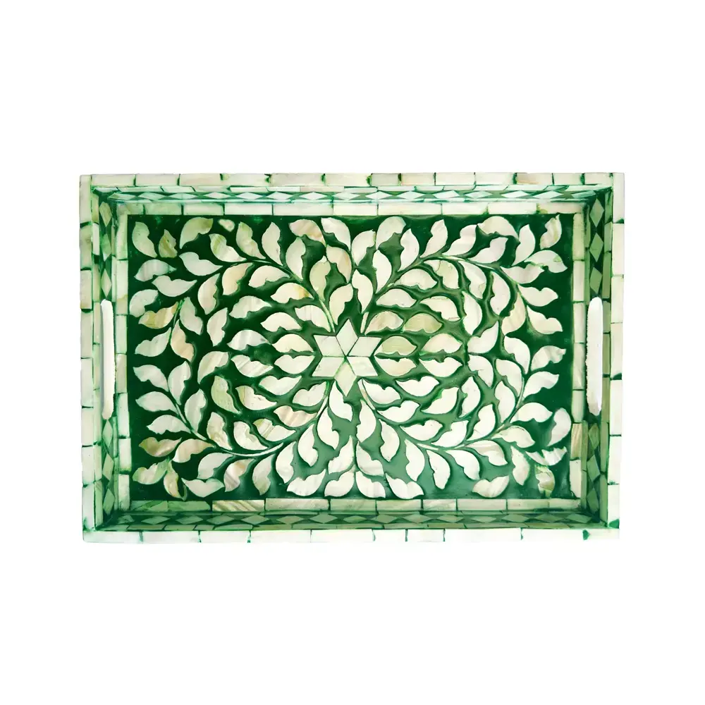 Abahna Inlaid Mother Of Pearl Floral Tray